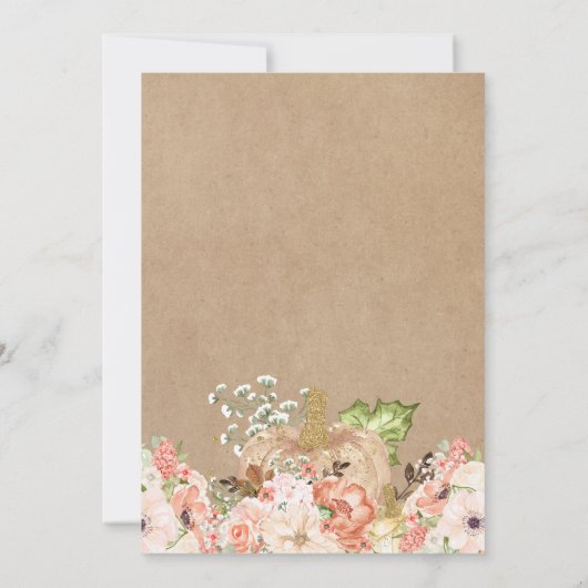 Rustic Pumpkin Peach Floral Herfst Baby shower Kaart (Achterkant)