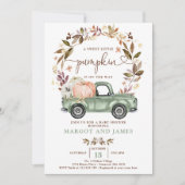 Rustic Pumpkin Pickup Truck Sage Green Baby shower Kaart (Voorkant)