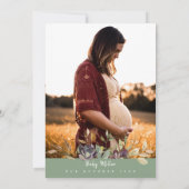 Rustic Pumpkin Pickup Truck Sage Green Baby shower Kaart (Achterkant)