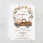 Rustic Pumpkin Pickup Truck Terracotta Baby shower Kaart (Voorkant)
