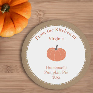 Rustic Pumpkin Pie Label Sticker