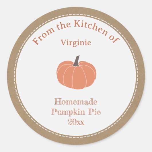 Rustic Pumpkin Pie Label Sticker (Voorkant)
