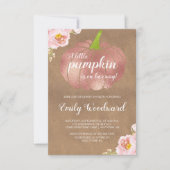 Rustic Pumpkin Pink Floral Girl Baby shower Kaart (Voorkant)
