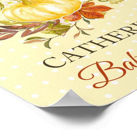 Rustic Pumpkin Polka Dot Baby shower Welkom Poster (Hoek)