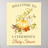Rustic Pumpkin Polka Dot Baby shower Welkom Poster (Voorkant)