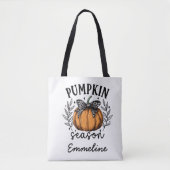 Rustic Pumpkin Season Herfst Thanksgiving Naam Tote Bag (Voorkant)