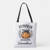 Rustic Pumpkin Season Herfst Thanksgiving Naam Tote Bag (Achterkant)