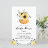 Rustic Pumpkin Sunflower Baby shower Uitnodiging (Staand voorkant)