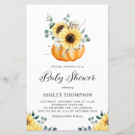 Rustic Pumpkin Sunflower Baby shower Uitnodiging