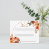 Rustic Pumpkin Terracota Floral Advice Card Informatiekaartje (Staand voorkant)