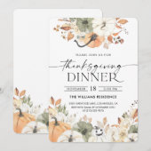 Rustic Pumpkin Thanksgiving Dinner Invitation Kaart (Voorkant / Achterkant)