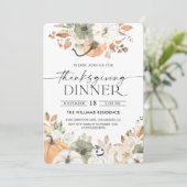 Rustic Pumpkin Thanksgiving Dinner Invitation Kaart (Staand voorkant)