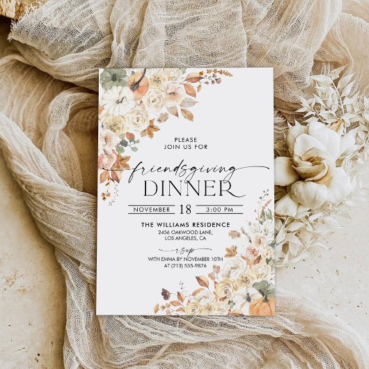 Rustic Pumpkin Thanksgiving Dinner Invitation Kaart