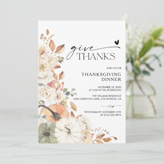 Rustic Pumpkin Thanksgiving Dinner Invitation Save The Date (Staand voorkant)
