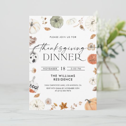 Rustic Pumpkin Thanksgiving Dinner Invitation Save The Date (Staand voorkant)
