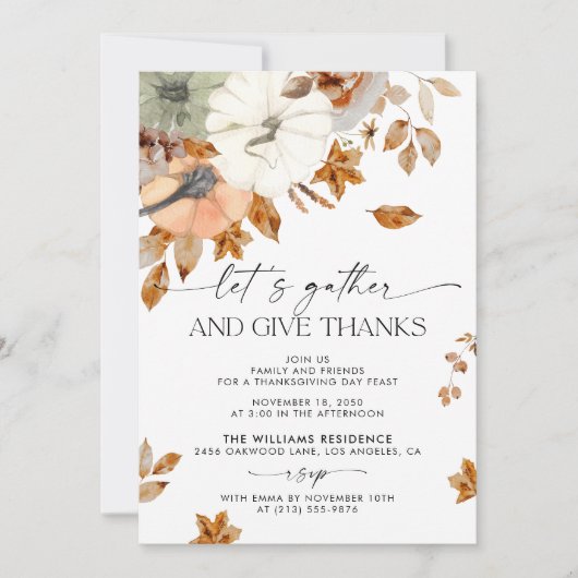Rustic Pumpkin Thanksgiving Dinner Invitation Save The Date (Voorkant)