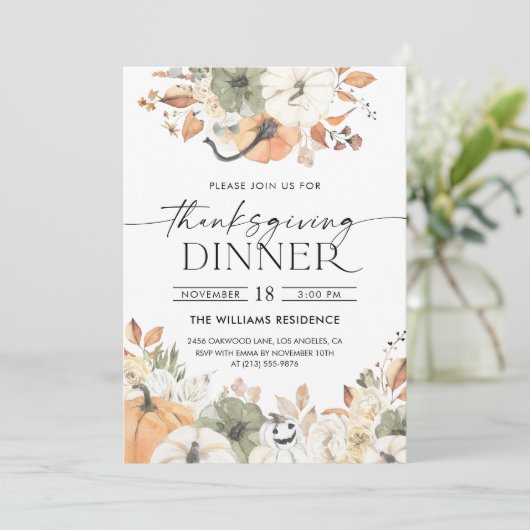 Rustic Pumpkin Thanksgiving Dinner Invitation Save The Date (Staand voorkant)