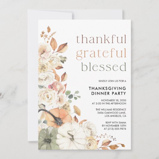 Rustic Pumpkin Thanksgiving Dinner Invitation Save The Date (Voorkant)