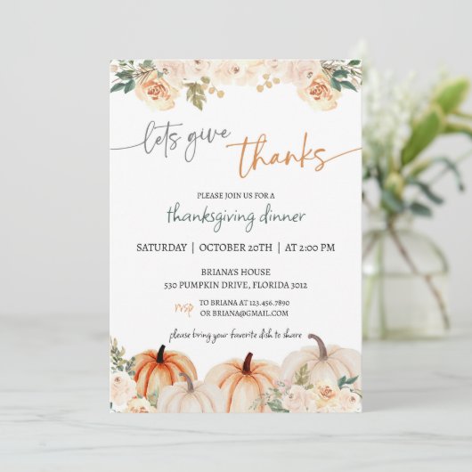 Rustic Pumpkin Thanksgiving Dinner Kaart (Staand voorkant)