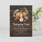 Rustic Pumpkin Thanksgiving Dinner Kaart (Staand voorkant)