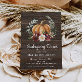 Rustic Pumpkin Thanksgiving Dinner Kaart