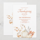 Rustic Pumpkin Thanksgiving Dinner Kaart (Voorkant / Achterkant)