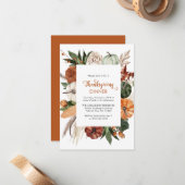 Rustic Pumpkin Thanksgiving Dinner Notitiekaartje (Voorkant / Achterkant in situ)