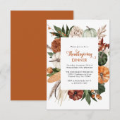 Rustic Pumpkin Thanksgiving Dinner Notitiekaartje (Voorkant / Achterkant)