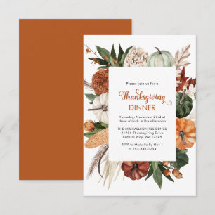 Rustic Pumpkin Thanksgiving Dinner Notitiekaartje