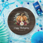 Rustic Pumpkin Thanksgiving Dinner Papieren Bordje (Feest)
