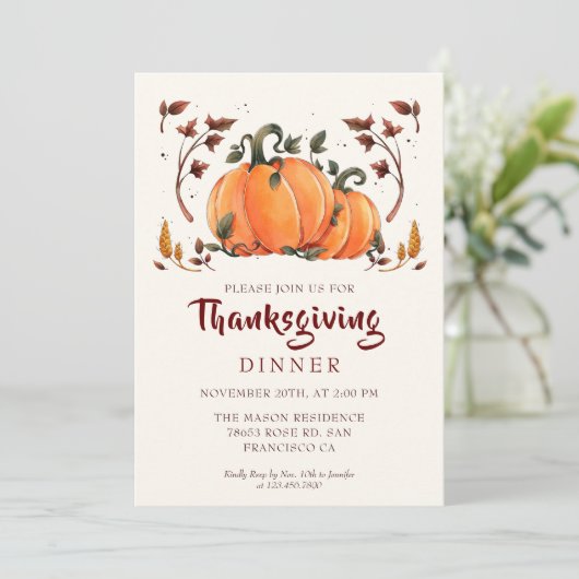 Rustic Pumpkin Thanksgiving Innodiging Kaart (Staand voorkant)