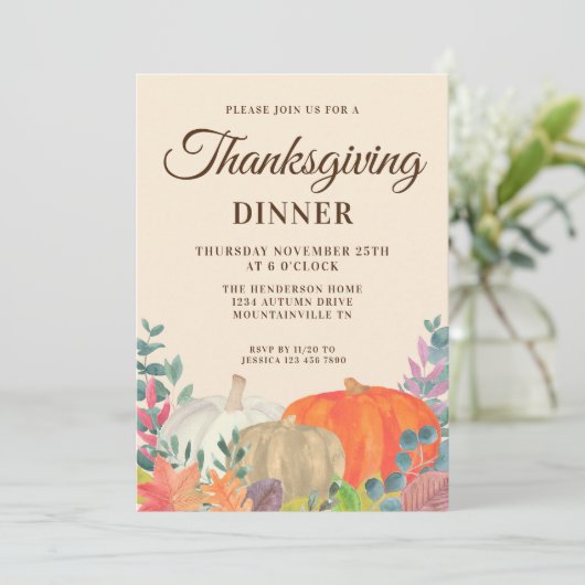 Rustic Pumpkin Thanksgiving Innodiging Kaart (Staand voorkant)