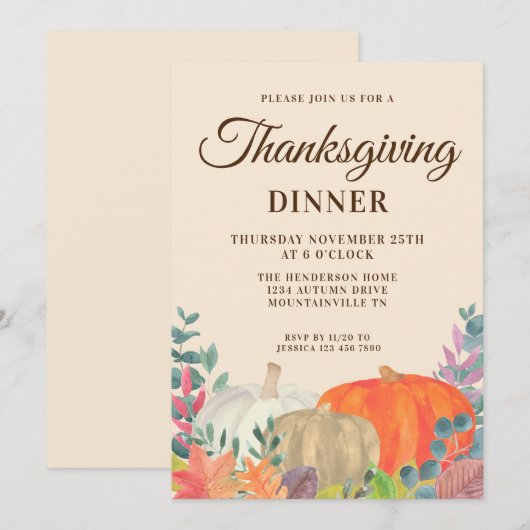 Rustic Pumpkin Thanksgiving Innodiging Kaart (Voorkant / Achterkant)