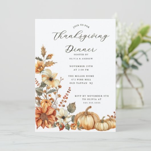 Rustic Pumpkin Thanksgiving Innodiging Kaart (Staand voorkant)