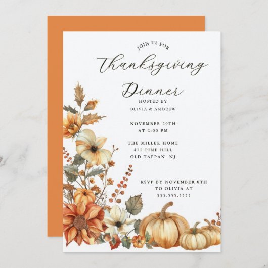 Rustic Pumpkin Thanksgiving Innodiging Kaart (Voorkant / Achterkant)