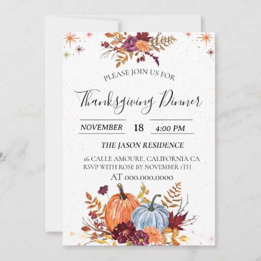 Rustic Pumpkin Thanksgiving Innodiging Kaart (Voorkant)