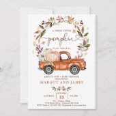 Rustic Pumpkin Truck Burnt Oranje Baby shower Kaart (Voorkant)