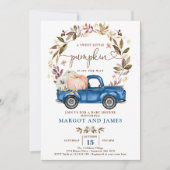 Rustic Pumpkin Truck Classic Blue Baby shower Kaart (Voorkant)