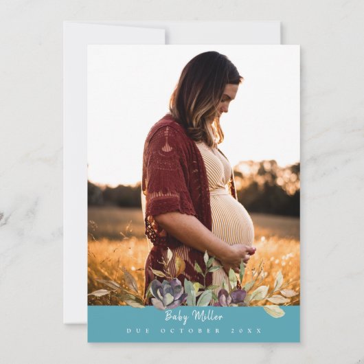 Rustic Pumpkin Truck Sapphire Blue Baby shower Kaart (Achterkant)