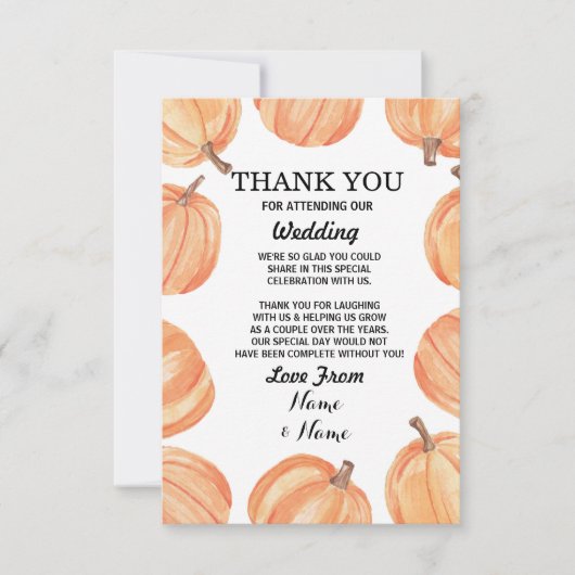 Rustic Pumpkin Wedding Hartelijk dank Verloving Kaart (Voorkant)