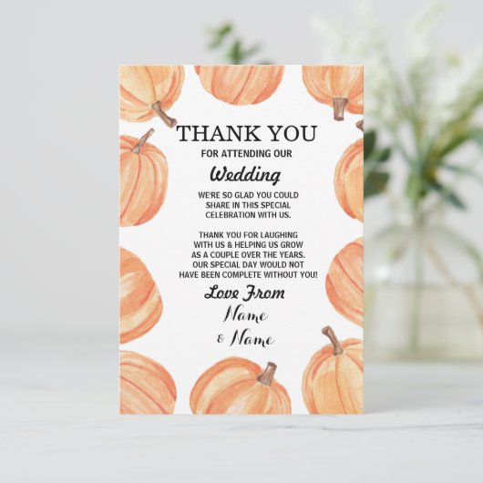 Rustic Pumpkin Wedding Hartelijk dank Verloving Kaart (Staand voorkant)