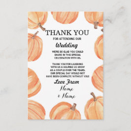 Rustic Pumpkin Wedding Hartelijk dank Verloving Kaart