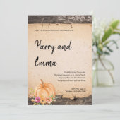 Rustic Pumpkin Wedding Uitnodiging (Staand voorkant)