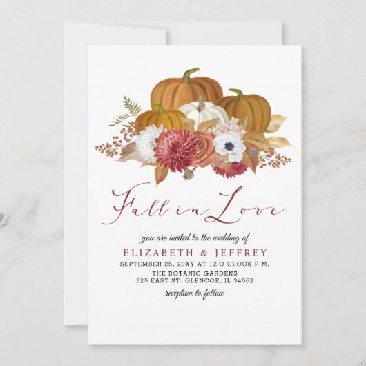 Rustic Pumpkins Autumn Fall Wedding Invitation Kaart (Voorkant)