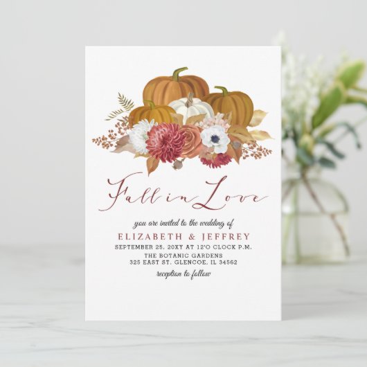 Rustic Pumpkins Autumn Fall Wedding Invitation Kaart (Staand voorkant)