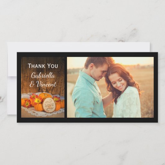 Rustic Pumpkins Fall Wedding Hartelijk dank Bedankkaart (Voorkant)