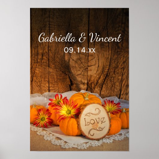 Rustic Pumpkins Fall Wedding Poster (Voorkant)