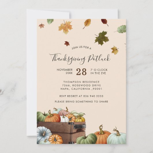 Rustic Pumpkins & Falling Leaves Thanksgiving Inc Kaart (Voorkant)