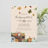 Rustic Pumpkins & Falling Leaves Thanksgiving Inc Kaart (Staand voorkant)