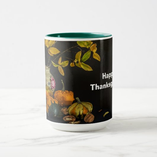 Rustic Pumpkins Gourds Vase Photo Thanksgiving Mok (Midden)